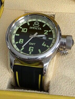 Swiss Invicta GMT(Dual Time) Russian Diver Watch Lume Dial New Band And Battery